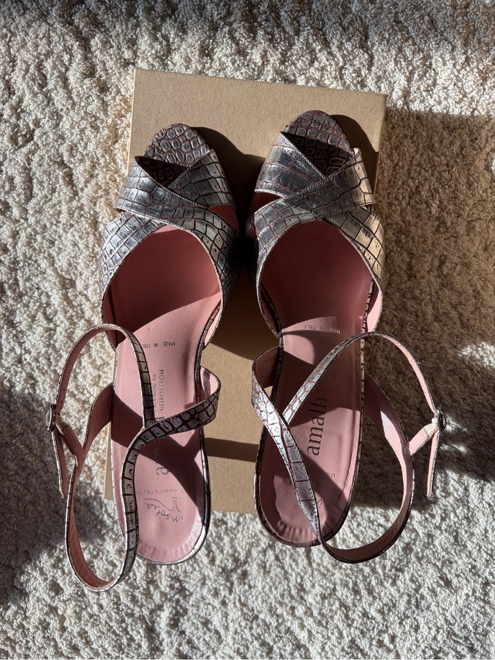 Nordstrom Amalfi  Croc-Embossed Slingback Heels size 10